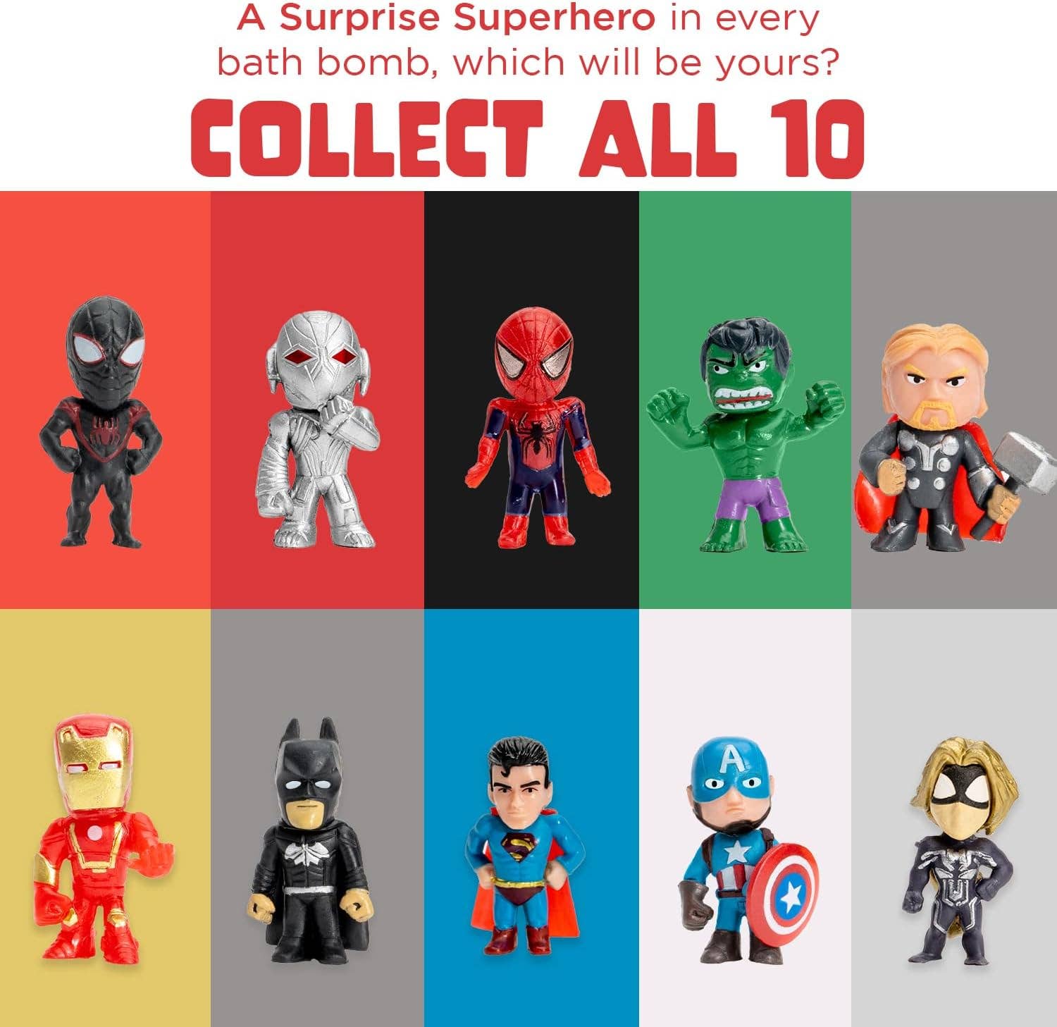 Two Sisters Spa - Vente Bombe de bain/poudre effervescente pour le bain - Coffret cadeau Superhero Kids Bath Bombs avec jouets à l'intérieur — Paquet de 34