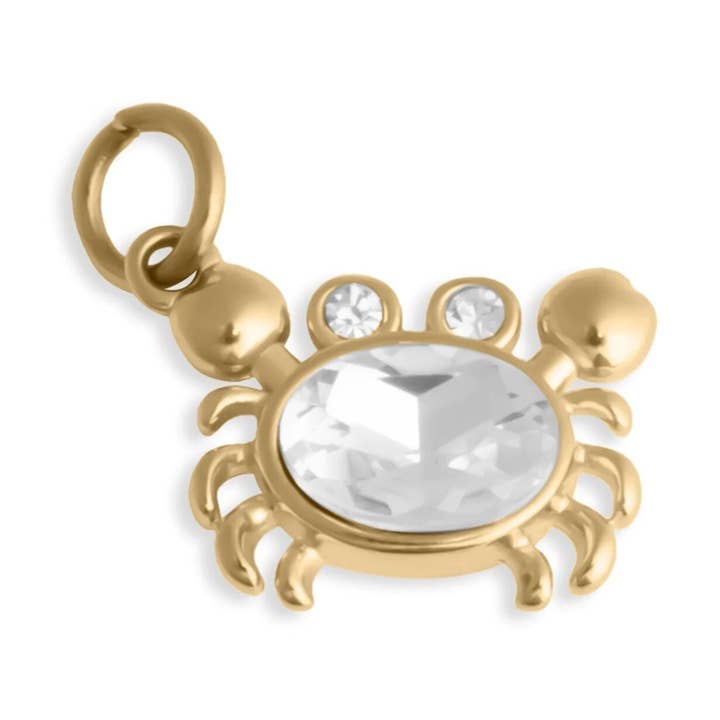 18K Gold PVD Stainless Steel Stone Crab Charm for wholesale by WJW