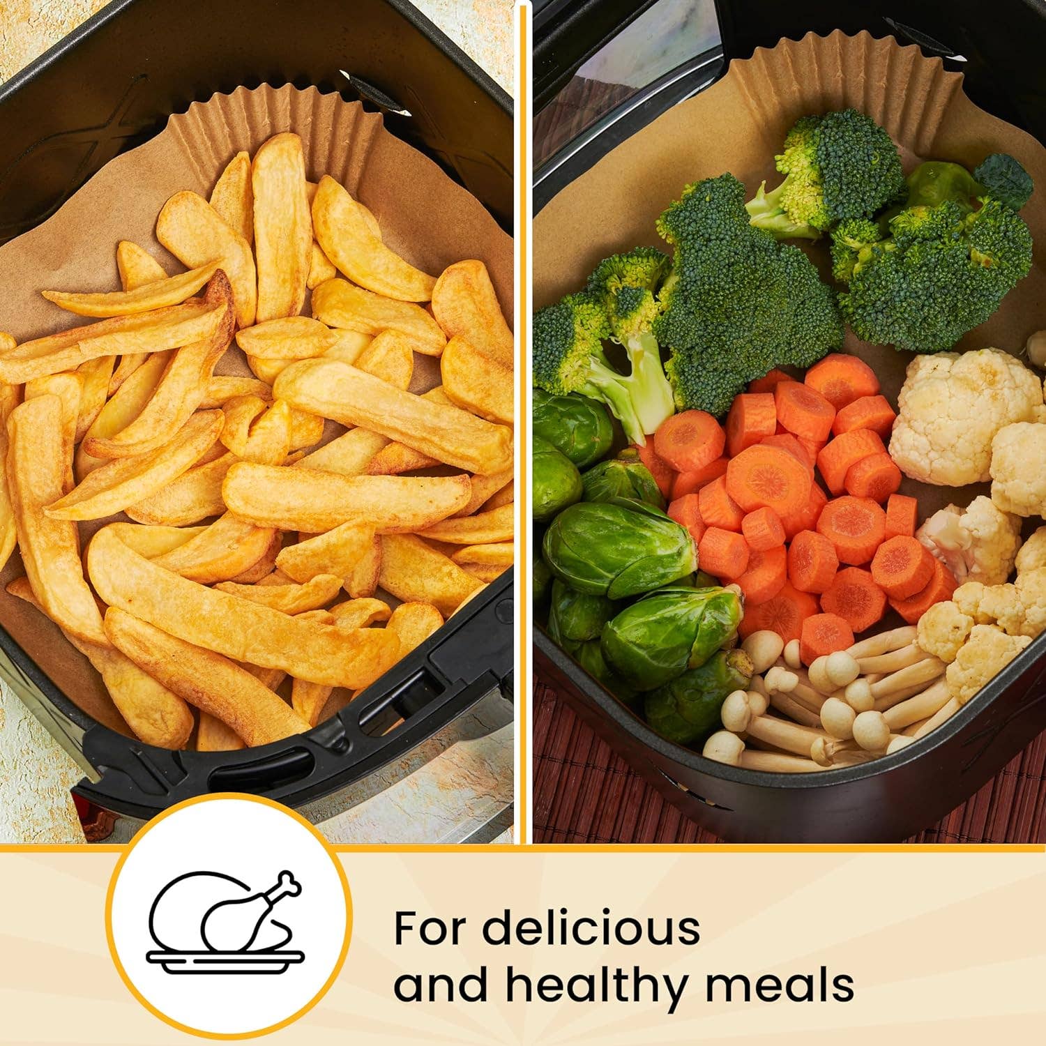 Baker's Signature - Wholesale Baking Sheet/Mat - 240 pcs Air Fryer Liners, Disposable Airfryer Paper Liners – Non-Stick and Oil Proof for Easy Cleanup, Great for Oven, Pans & Baking – 8” Square for 5-8 qt Basket by Baker's Signature4