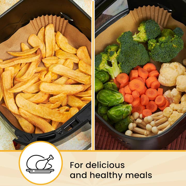 Baker's Signature - Wholesale Baking Sheet/Mat - 240 pcs Air Fryer Liners, Disposable Airfryer Paper Liners – Non-Stick and Oil Proof for Easy Cleanup, Great for Oven, Pans & Baking – 8” Square for 5-8 qt Basket by Baker's Signature4