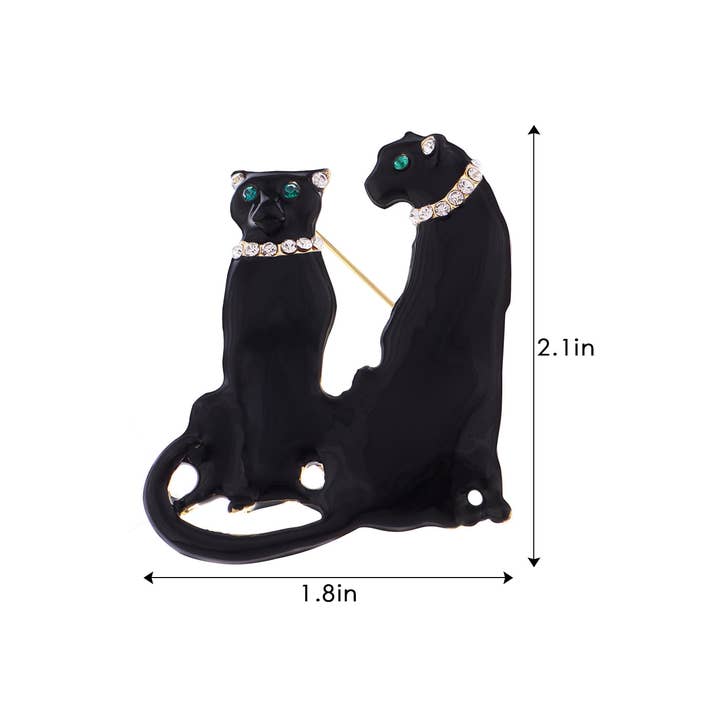 AK Brand - Wholesale Brooch - Turquoise Blue Spotted Leopard Family Twin Lover Brooch Pin7