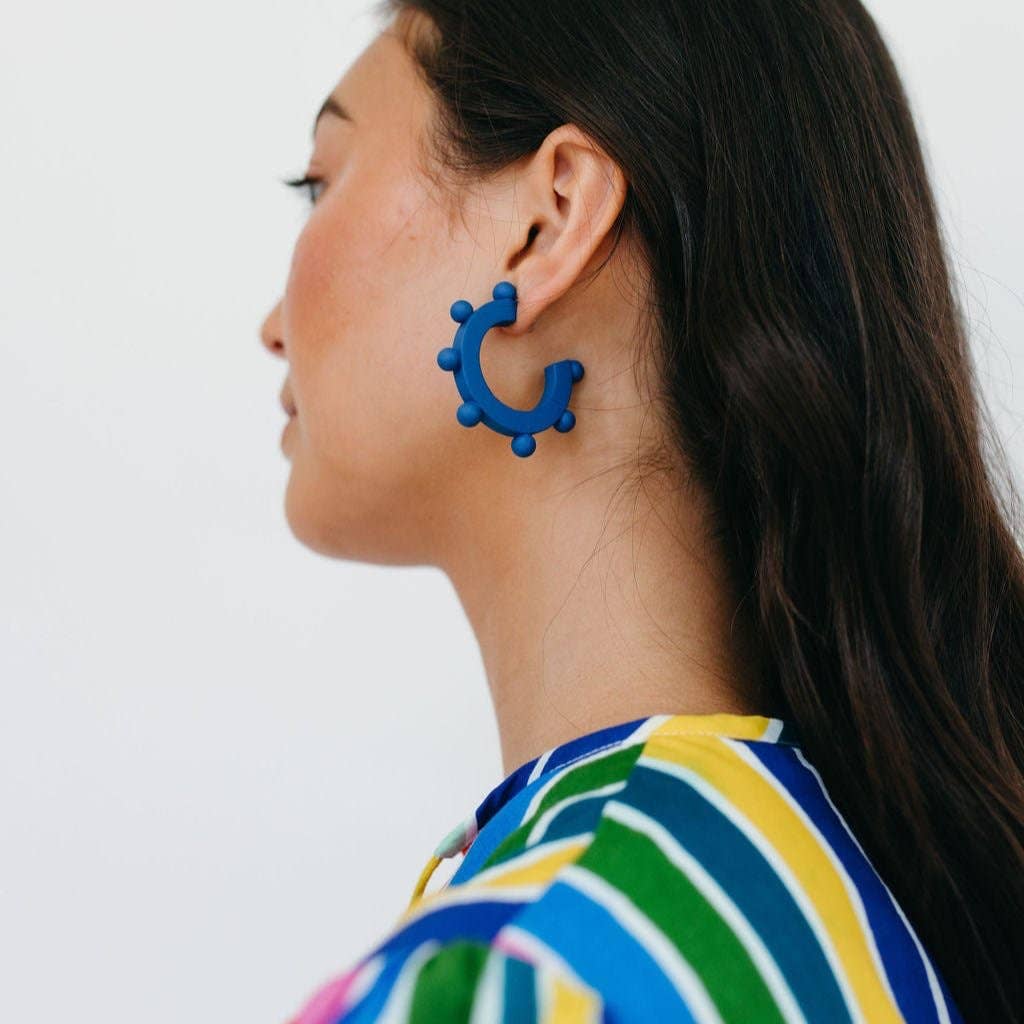 Sunshine Tienda - Wholesale Hoop Earrings - Navy Bead Hoops1