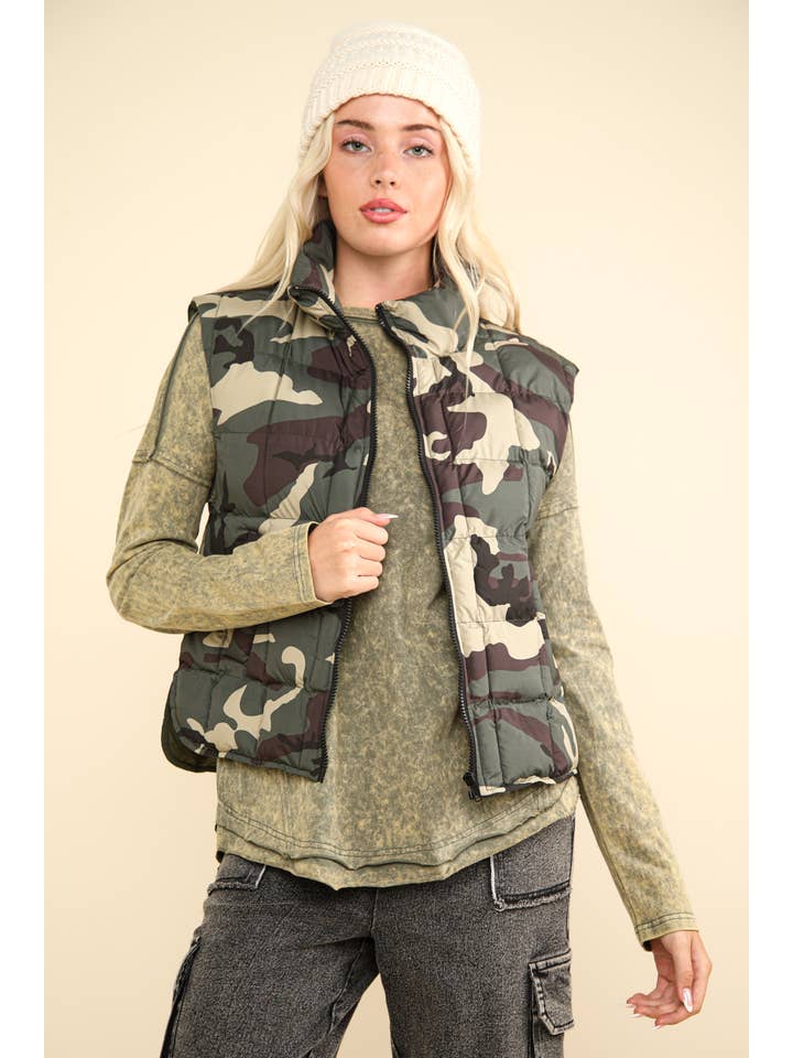 VERY J - Wholesale Sweater Vest - Women's - NJ90282-Solid Puffer Padded Warm Vest