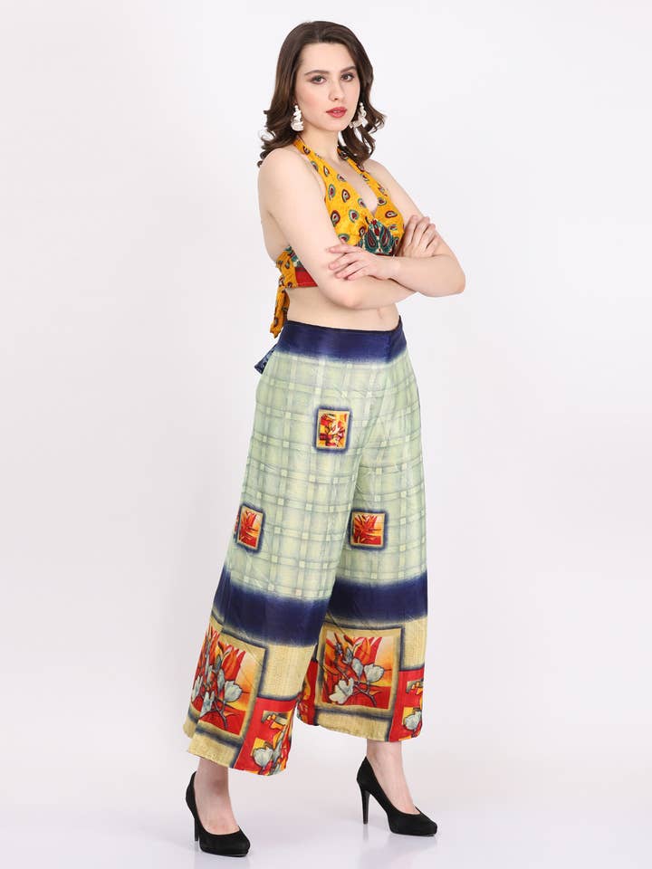 Wevez - Wholesale Pants – Women's - Women's Printed Thai fisherman Slit Leg wraps Pant Wholesale6