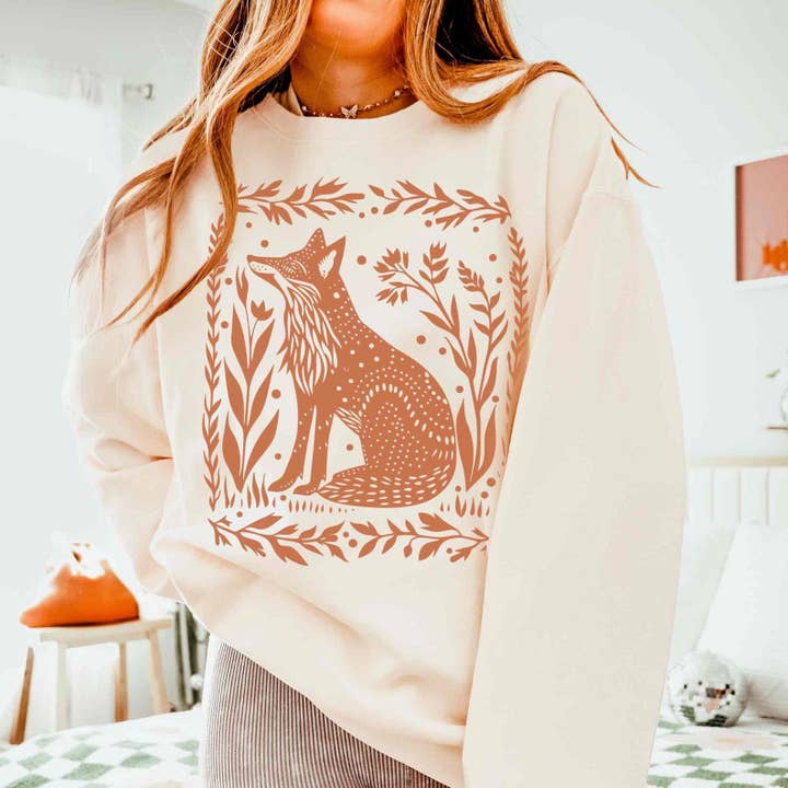 Sisterly Gifts Shop - Wholesale Graphic Sweatshirt - Unisex - Wild Woodland Fox Sweatshirt | Nature Graphic Sweatshirt1