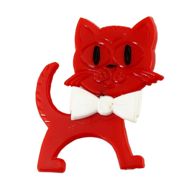 Tribal Trade GmbH - Wholesale Brooch - Red and white DDR cat pin