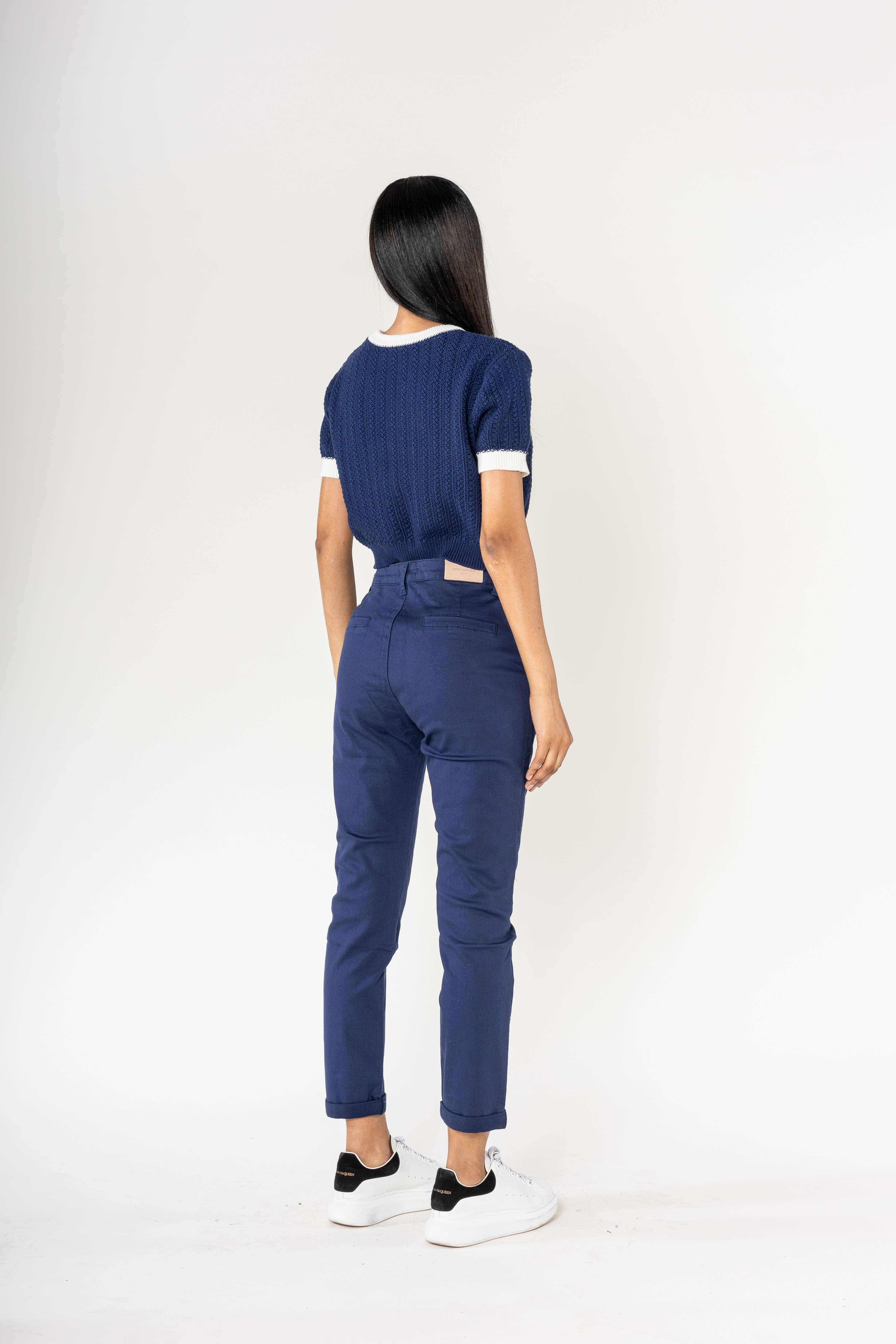 Nina Carter - Vente Pantalon – femme - Pantalon chino stretch taille haute confort Nina Carter J25010