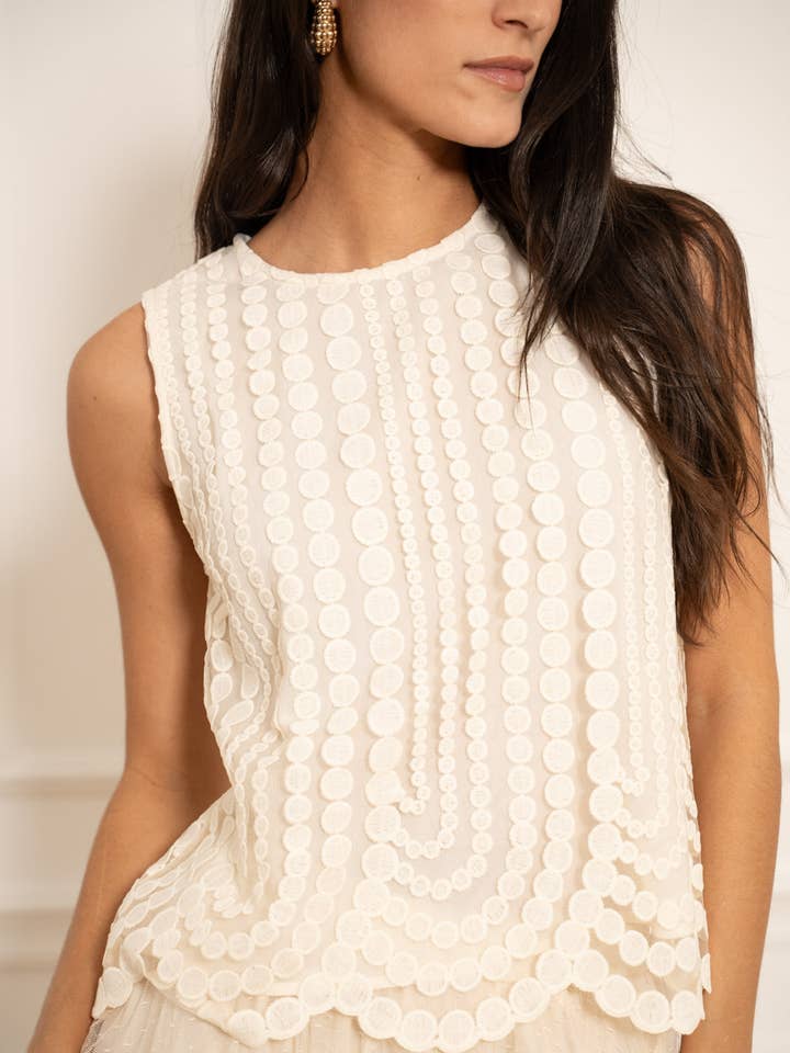 Embroidered tulle tank top - 81077 for wholesale by CHOKLATE PARIS