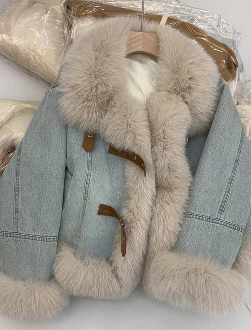 safistyle - Wholesale Denim Jacket - Women's - Fur Collar Denim Jacket1