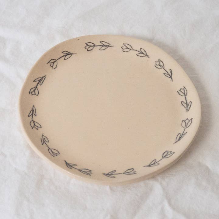 Line Drawn Tulips Catchall Plate for wholesale by Erika Christine Ceramics