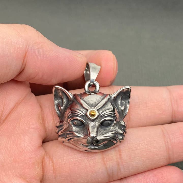 Mio Queena - Wholesale Craft Supplies - Stainless Steel Cat's Head Pendant - MJ/MNP4