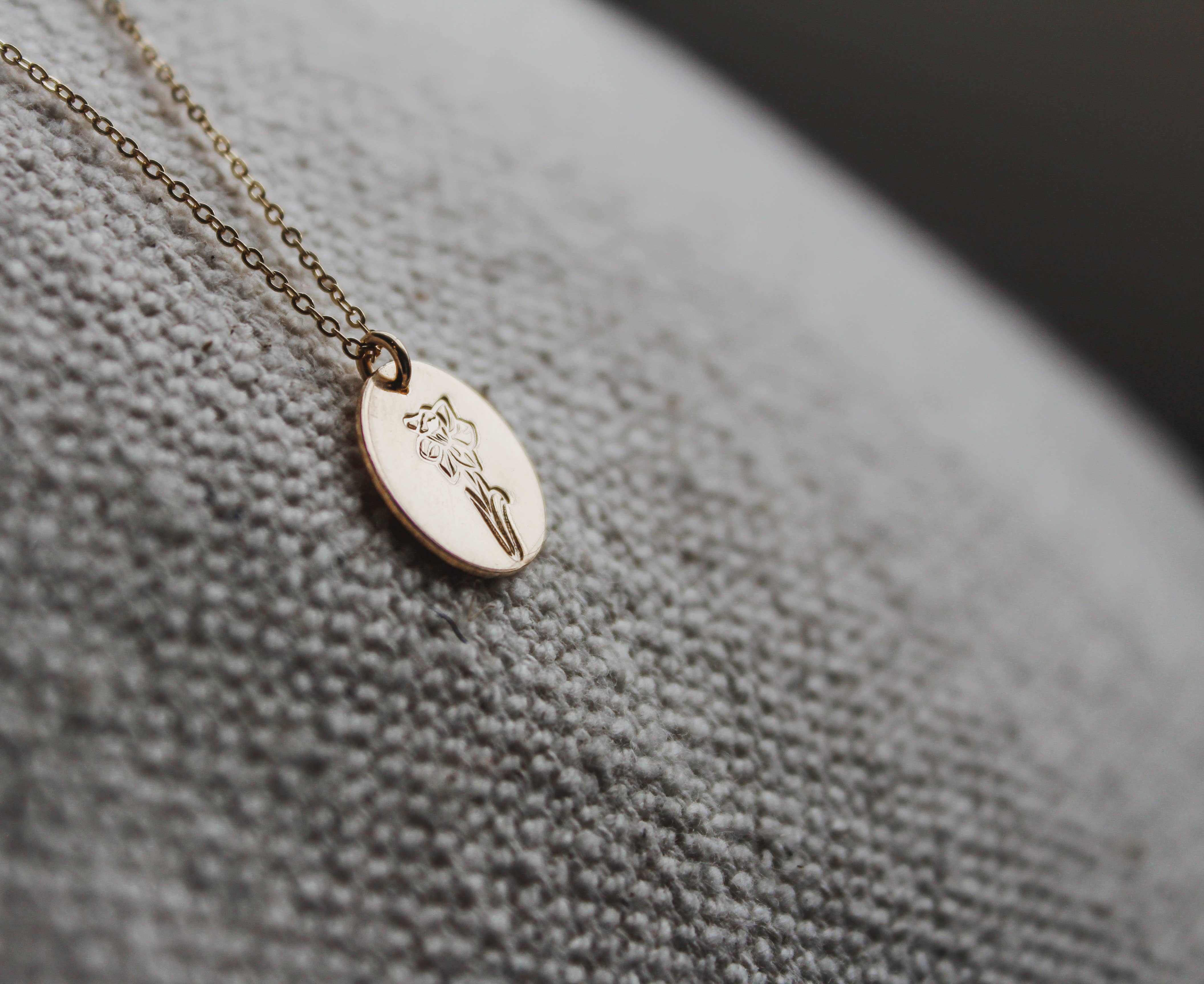 Ever Aster - Wholesale Pendant/Charm Necklace - March Daffodil Birth Flower Necklace4