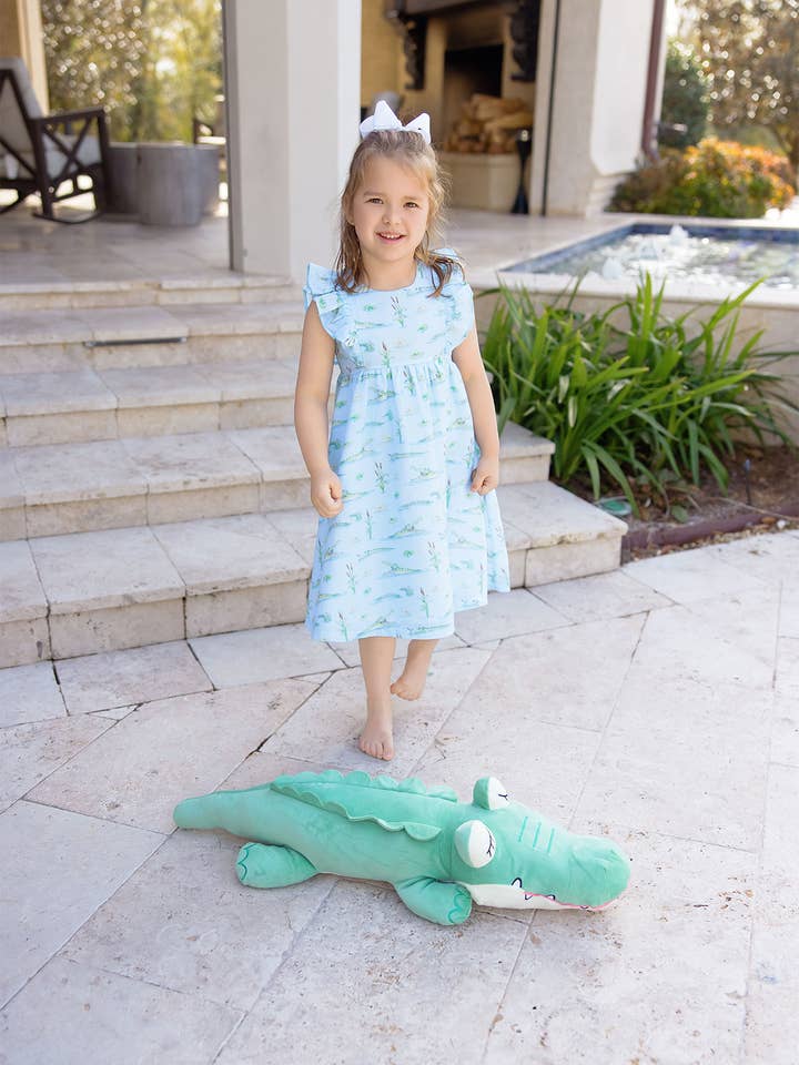 Nola Tawk - Wholesale Dress - Kids - Gator Games Organic Muslin Dress for Kids1