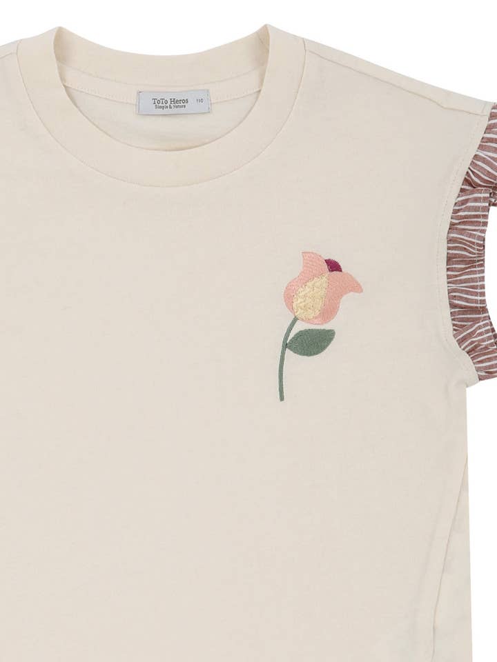 ToTo Heros - Wholesale T-Shirt - Kids - Ruffle Sleeve Flower Embroidery T-Shirt3