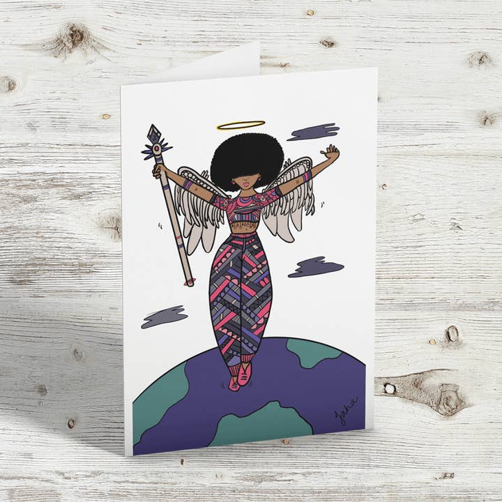 Angel in the Sky Celia – Black Girl Greeting Card for wholesale by dakari Moon
