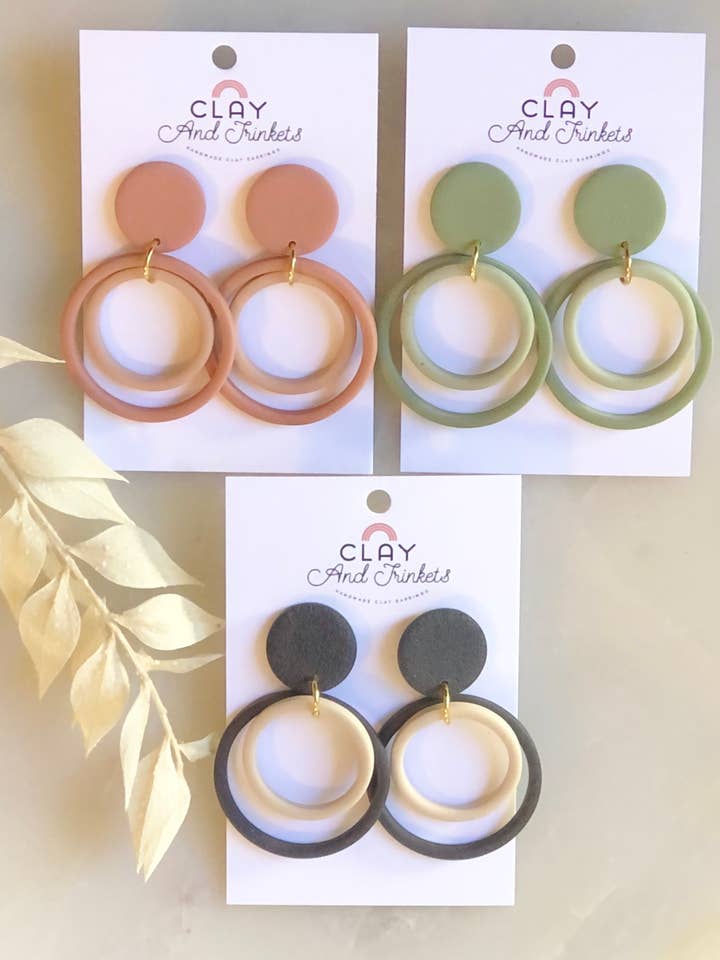 Two-Tone Dangle Hoops for wholesale by Clay and Trinkets
