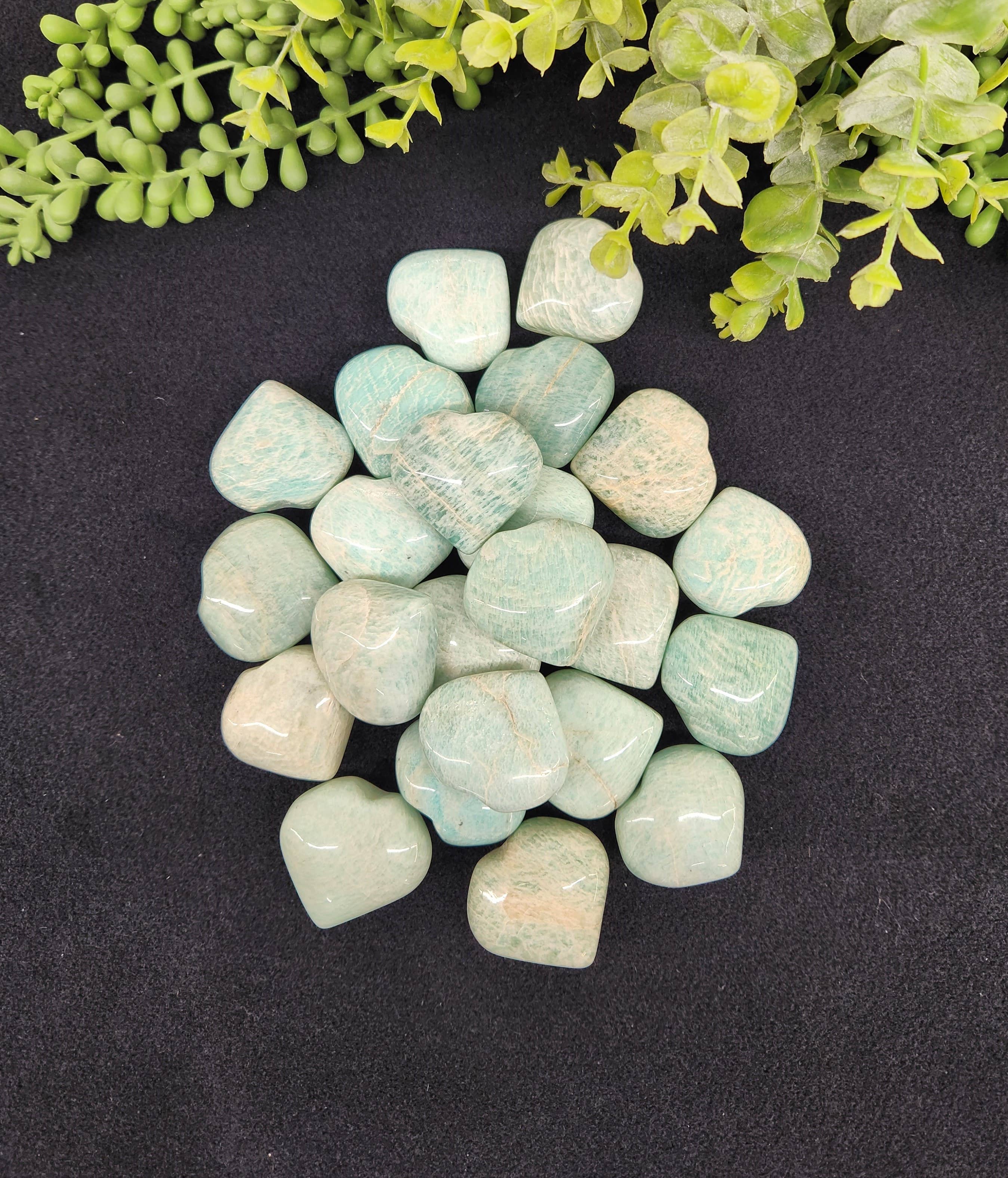 Meraki Gemstones - Wholesale Spiritual Stone/Crystal - Amazonite Hearts-0.5 kg/1.1lbs., (40x40x20mm or 4cm)0