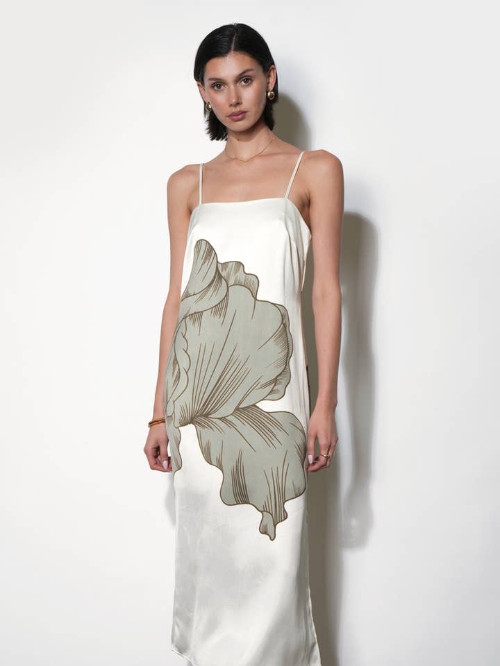 Dakota Midi Slipklänning med Bladmotiv för wholesale av Greylin