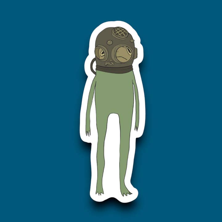 Frog With Scuba Diver Mask Sticker (K6) for wholesale by Blue Bison Apparel