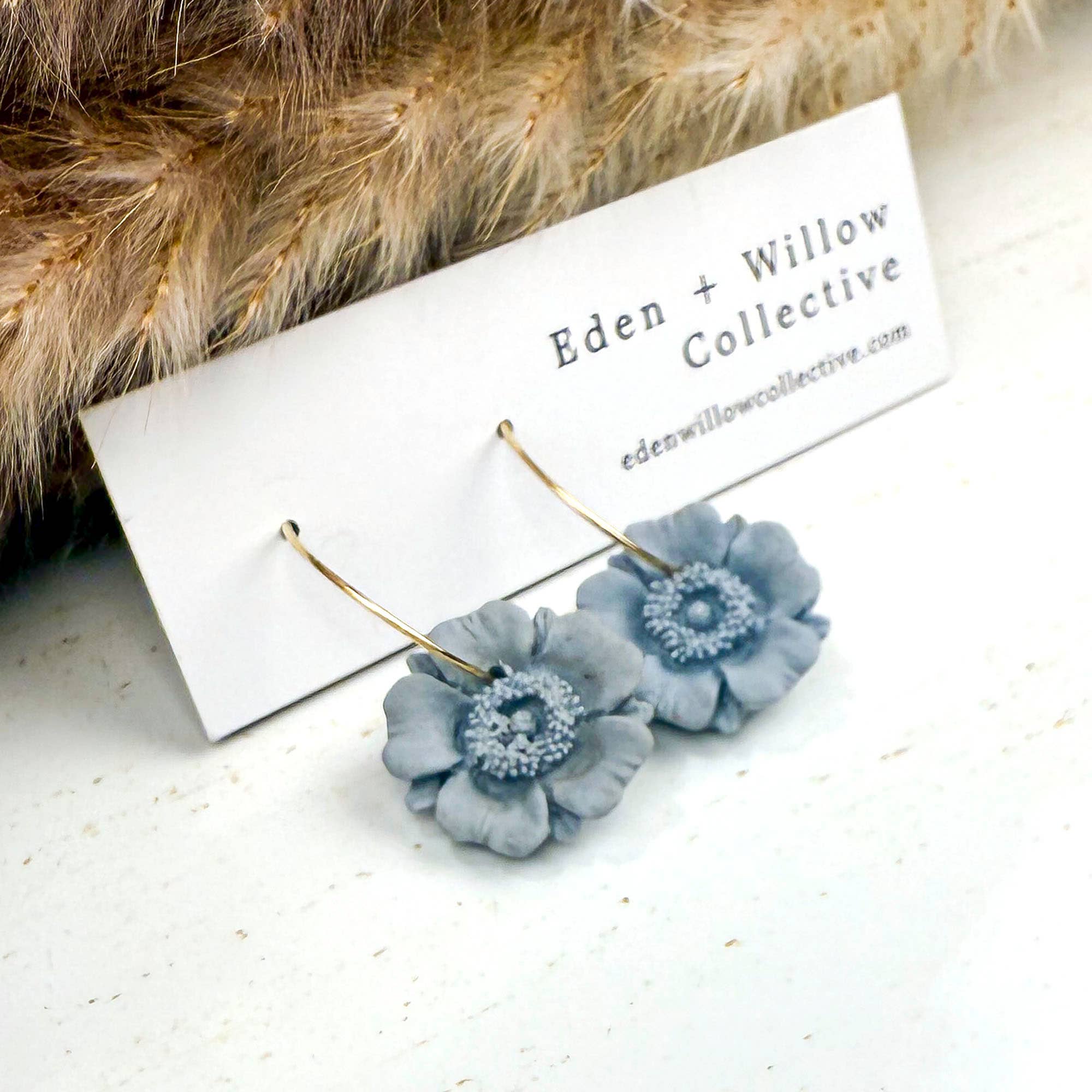 Eden + Willow Collective - Wholesale Hoop Earrings - Light Blue Poppy Hoop Clay Earring5