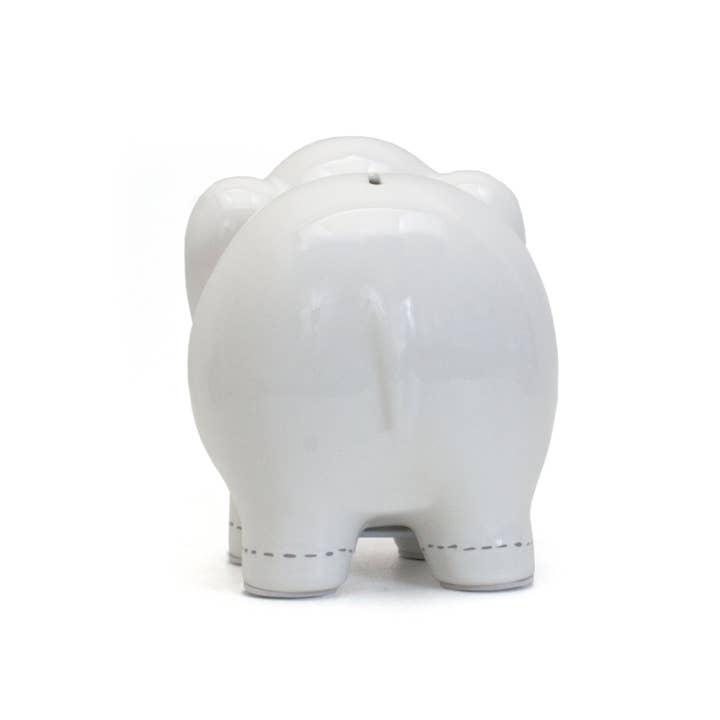 Child To Cherish® - Wholesale Money/Piggy Bank - Kids & Baby - Large White Stitched Elephant Bank1
