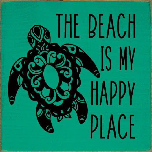 SAWDUST CITY - Venta al por mayor Letreros - La playa es mi lugar feliz (arte polinesio de tortugas marinas)
