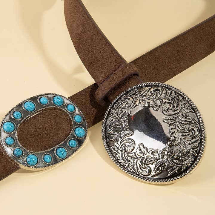 Anarchy Street - Wholesale Belt - Women's - Concho Buckle Detail Western Vegan Leather Belt2