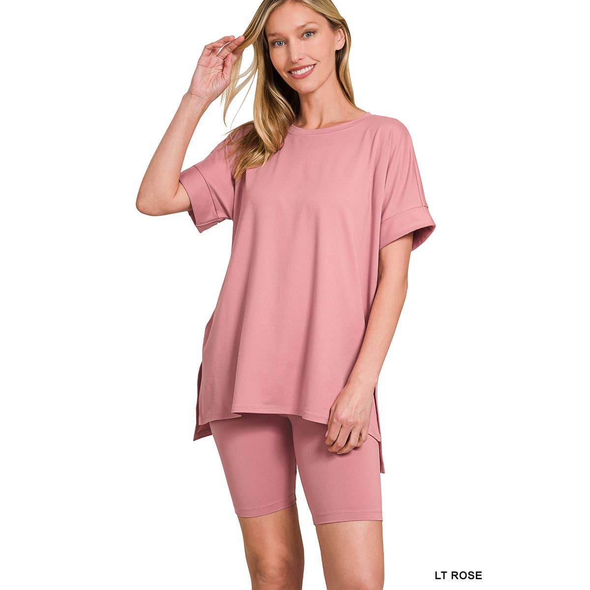 Apolline – wholesale Lounge set – Women's – BRUSHED DTY MICROFIBER ROUND NECK TOP AND BIKER SHORTS7