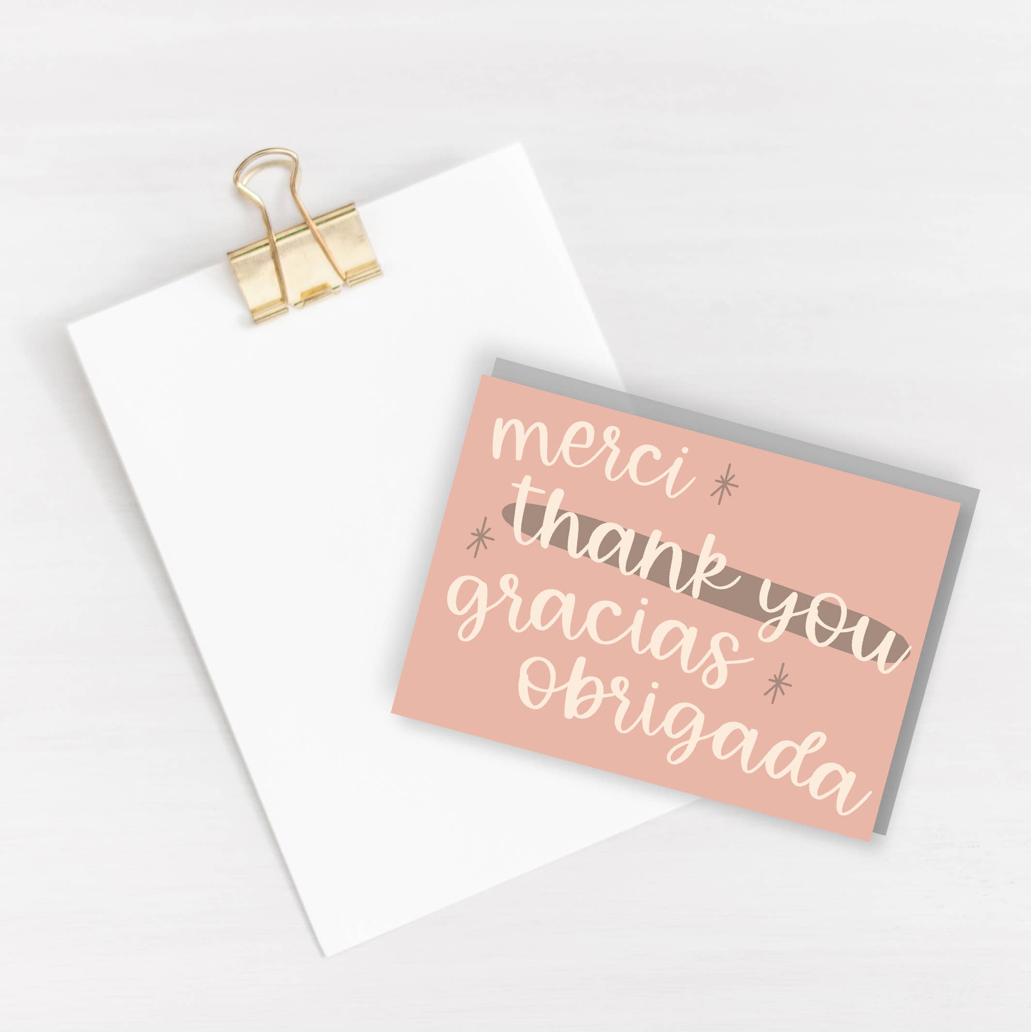 Três Paper Co – wholesale Thank you card – Thank you Merci Gracias card0