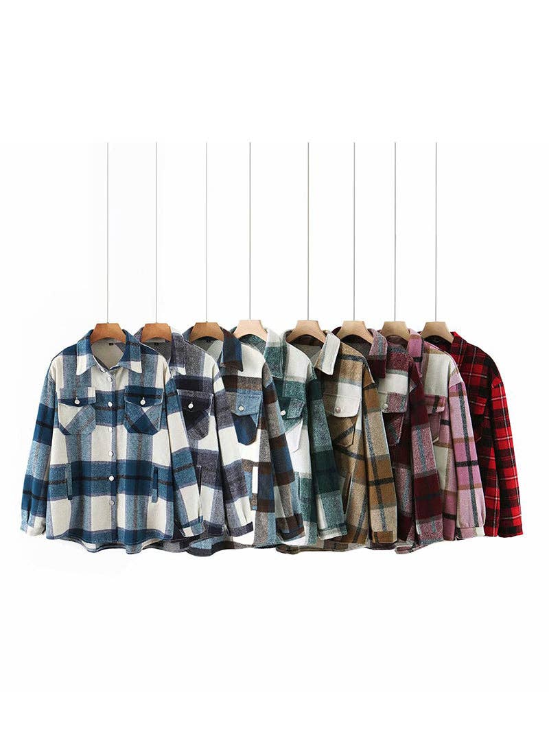 safistyle - Wholesale Shirt Jacket/Shacket - Women's - Casual Plaid Shirt Jacket4