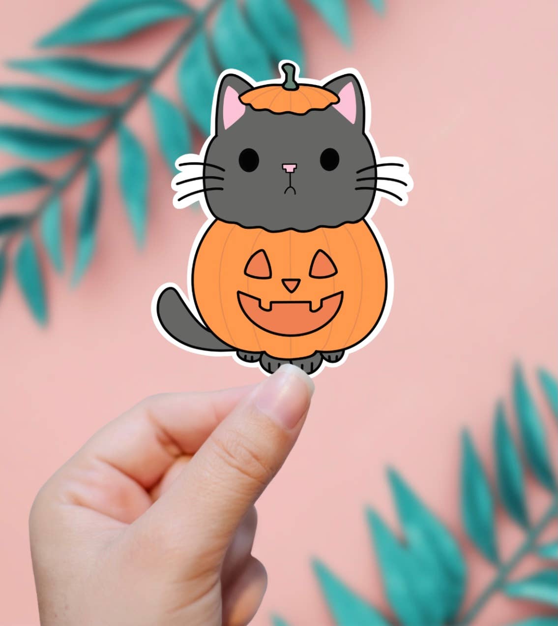 EnchantingSunshine - Wholesale Sticker - Pumpkin Cat Halloween Sticker