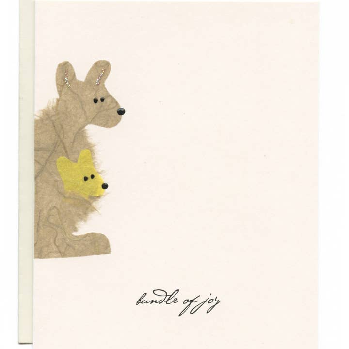 FLAUNT HANDMADE CORRESPONDENCES - Vendita all'ingrosso Biglietto di auguri per la nascita - «Fagotto di gioia» Kanga mamma e Joey