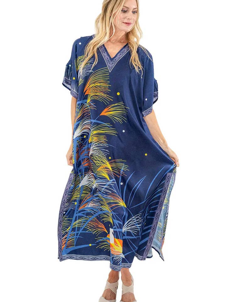 Vacanza Blu Abito lungo caftano estivo da donna blu per vacanza S-3XL in vendita all'ingrosso su Faire