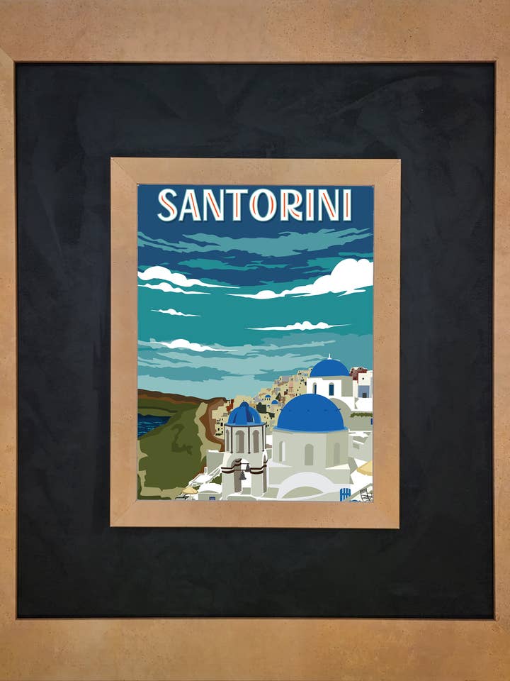 Santorini Travel Art with Terra Cotta and Fabric for wholesale by The Brightener Group