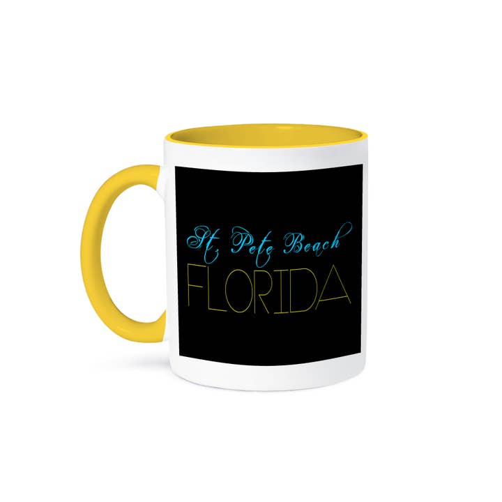 3dRose - Wholesale Coffee Mug - 3dRose, American Beaches - Saint Pete Beach, Florida, blue, yellow, black, Mug