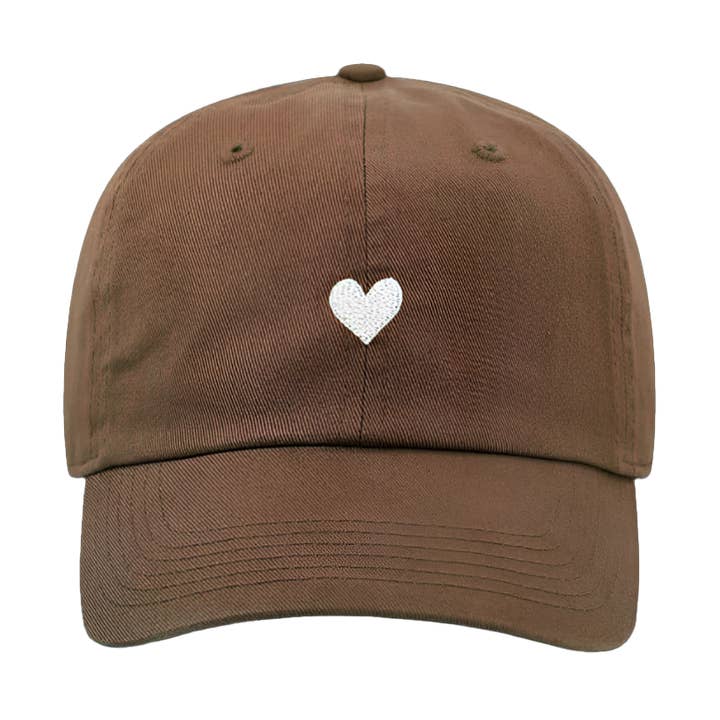 Atticus Poetry - Wholesale Baseball Cap - Women's - Mocha Cotton Dad Hat - Embroidered Heart Cap0