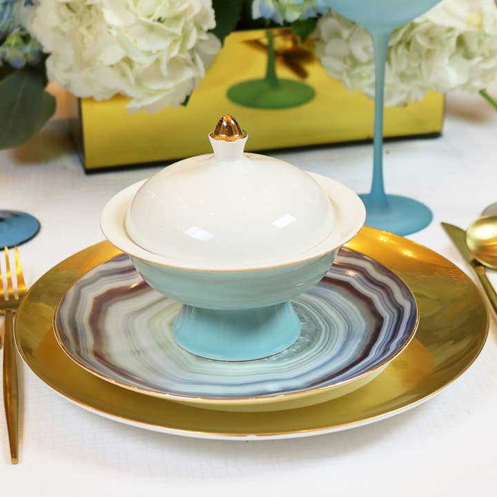 Little White Dish - Wholesale Bowl - Light Blue Versaille Soup Bowl With - Set of 41