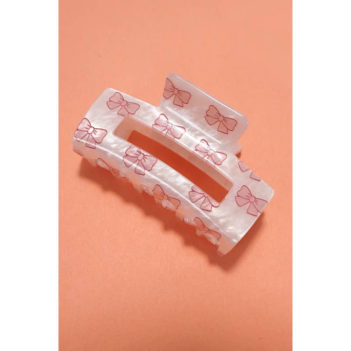 JOSSLYN by wall to wall - Wholesale Hair Clip - Women's - JUMBO CHERRY BOW RECTANGLE HAIR CLAW CLIPS | 40H824