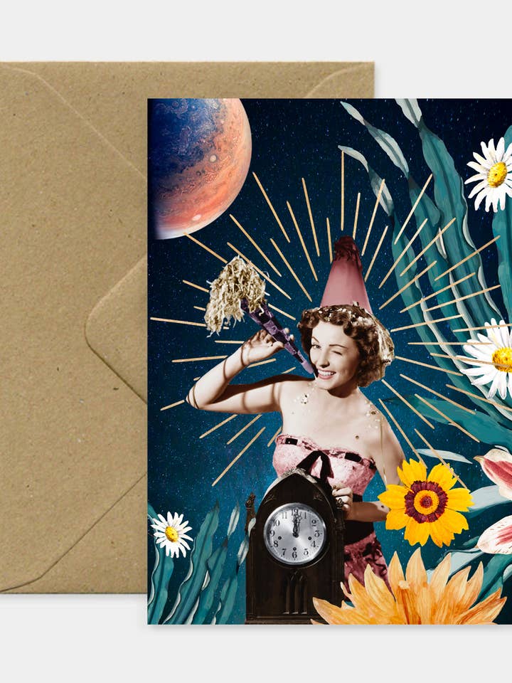 “Happy New Year” greeting card for wholesale by Flora Florae