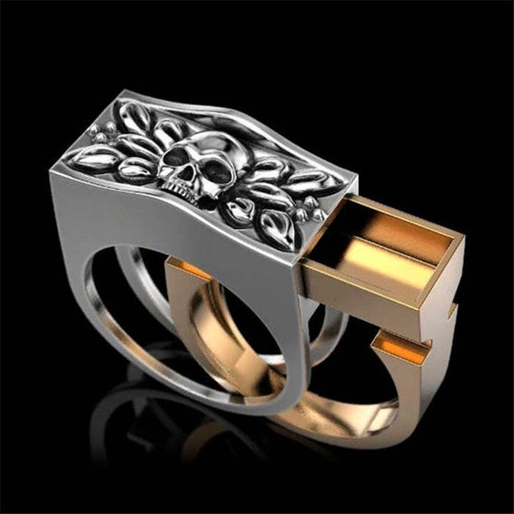 Tourtiwi - Wholesale Cocktail/Statement Ring - Punk Style Skull Couple Rings1