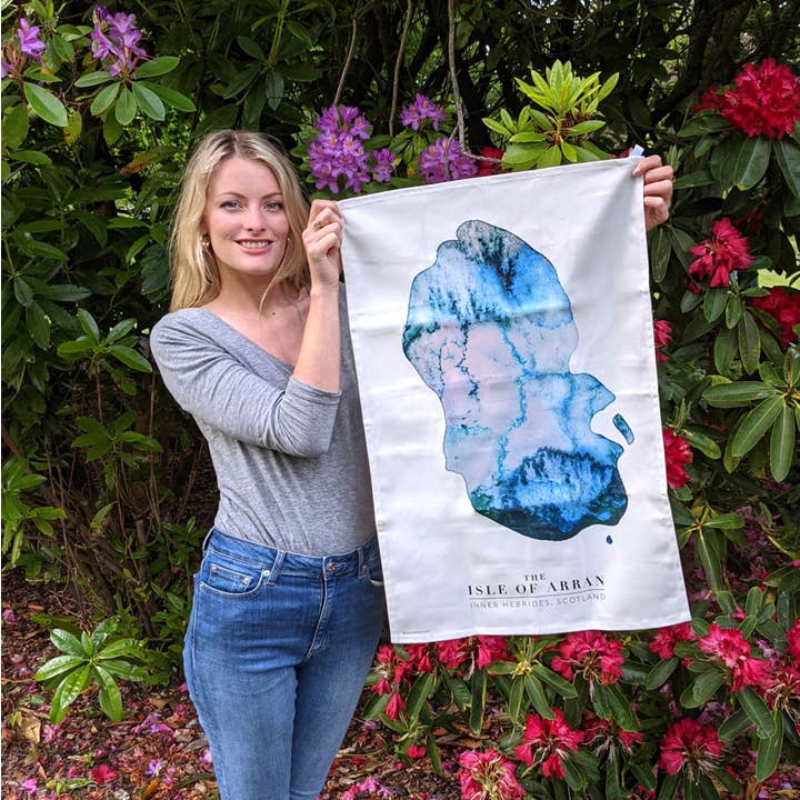 EJayDesign - Wholesale Tea Towel - Isle of Arran Watercolour Map Scotland Cotton Tea Towel3