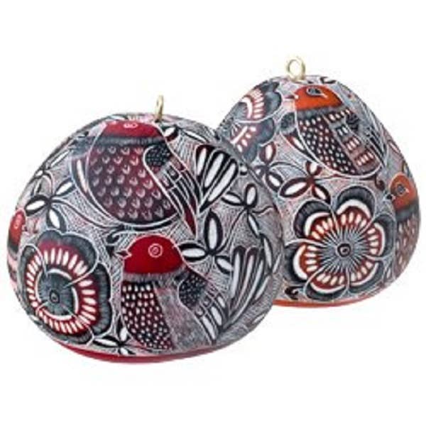 Sanyork Fair Trade - Wholesale Ornament - Gourd Multicolored Fine Primavera Ornament Drop 3" Birds0