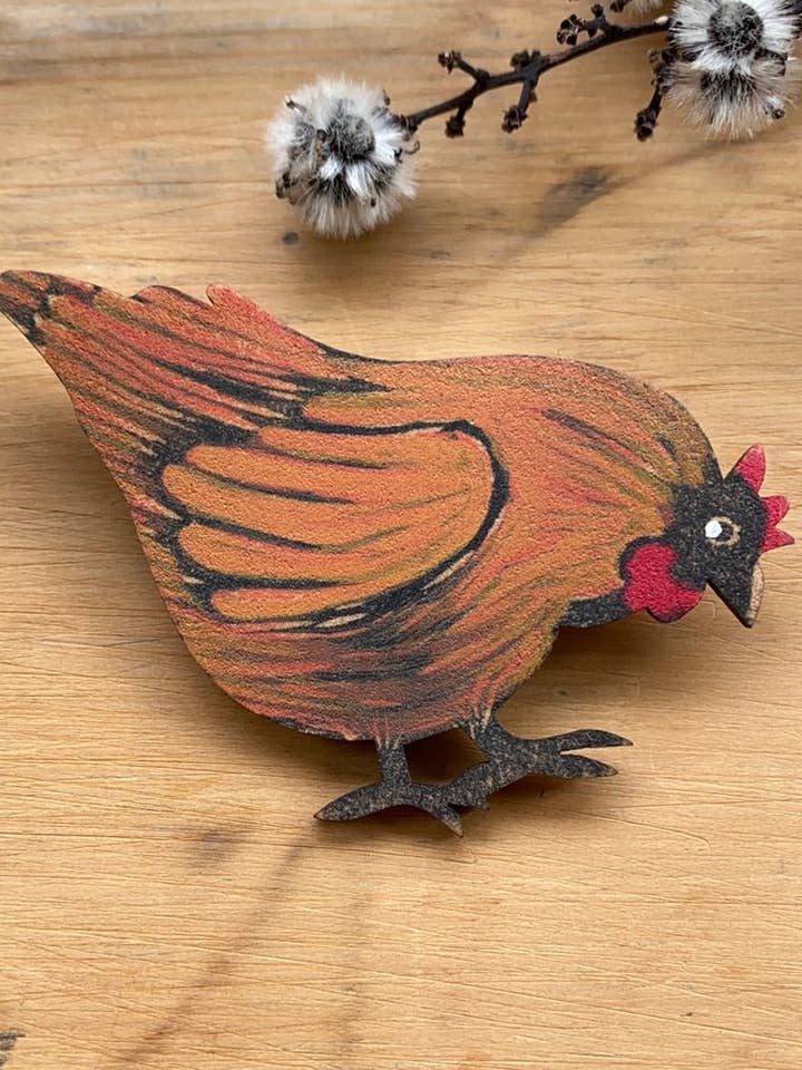 PIGMENT PINS - Brooch: Red Hen for wholesale by PIGMENT MONICA REEVE