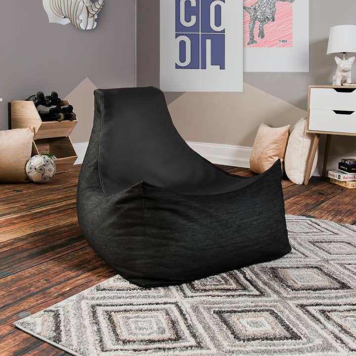 LuvU - Wholesale Chair - Jaxx Pixel Gamer Bean Bag Chair, Premium Vinyl / Dark Denim87