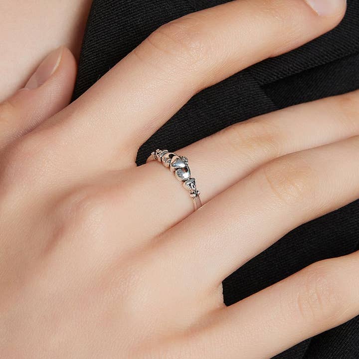 Ashlen - Wholesale Band/Stacked Ring - CELTIC CLADDAGH SILVER RING (ADJUSTABLE)1
