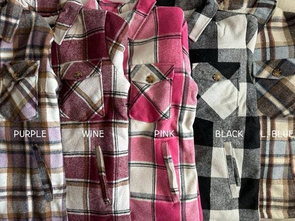 Color 5 – wholesale Skjortjacka/jackett – Dam – Flanellskjorta med rutmönster och foder av päls, med fickor.10