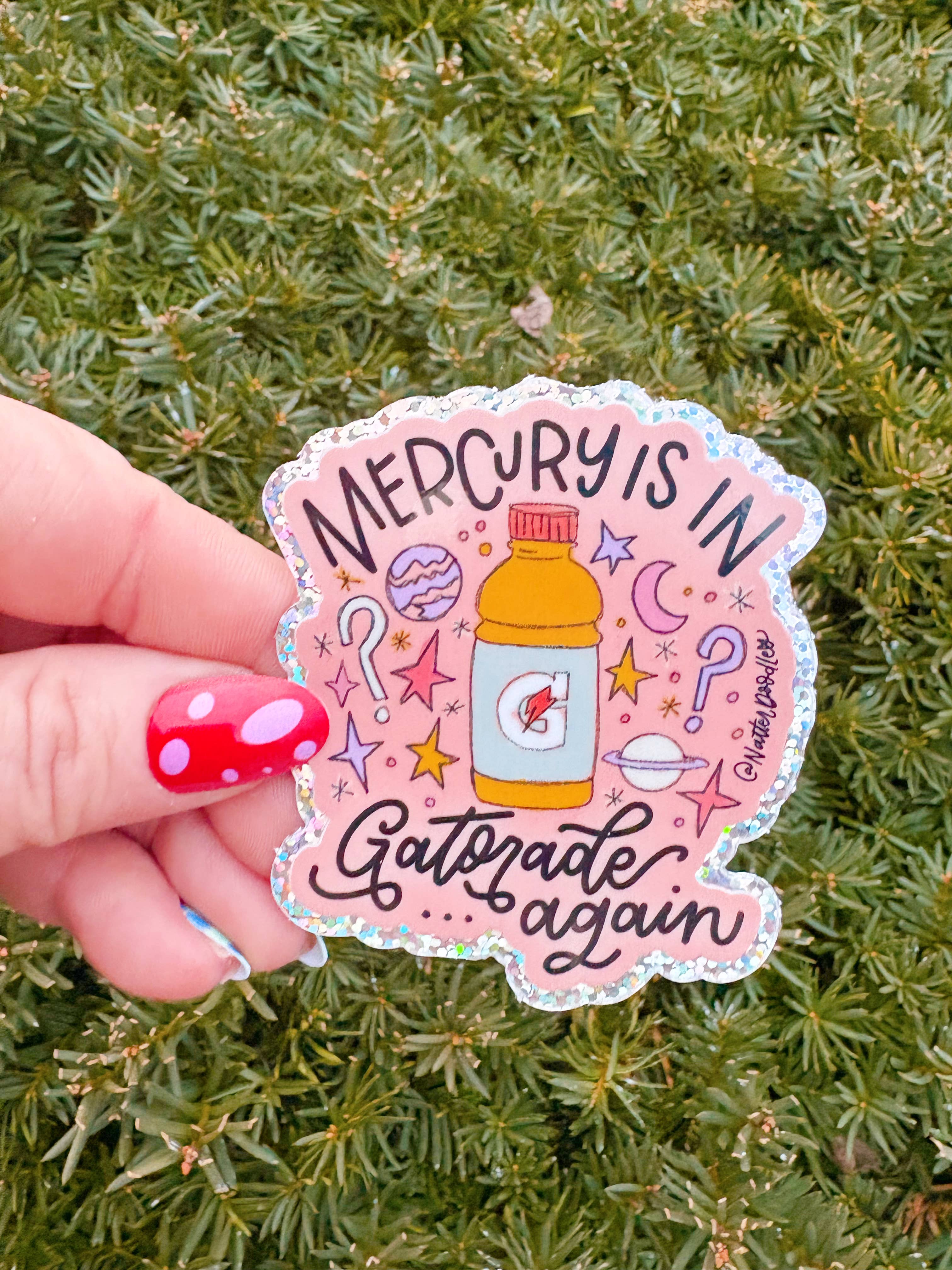 NatterDoodle – Engroshandel Klistermærke – Merkur er i Gatorade Sjov Retrograd Glimmer Klistermærke1