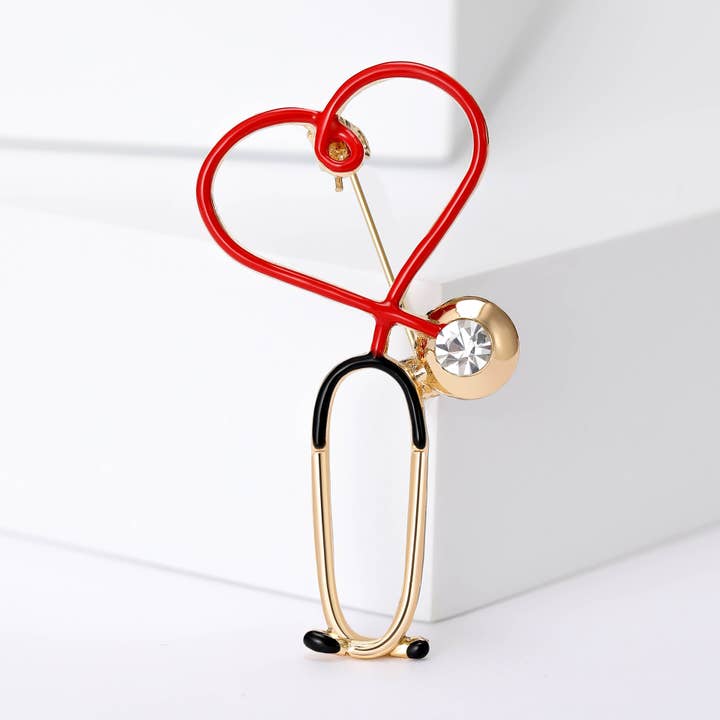 Tourtiwi - Wholesale Brooch - Medical - Inspired Heart Stethoscope Brooch