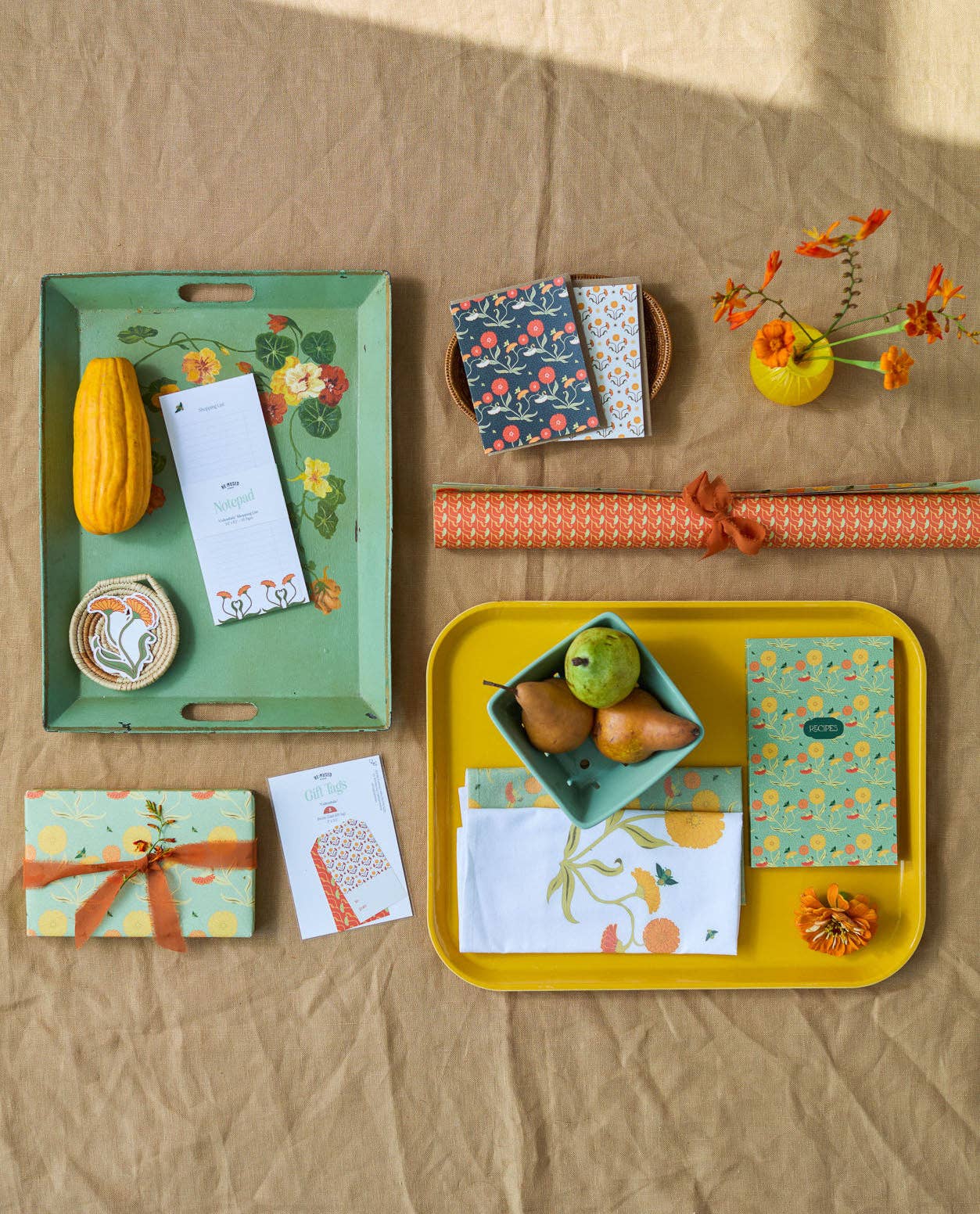 re:mused studio - Wholesale Flat Wrap - Calendula Gift Wrap Sheet-Double Sided2