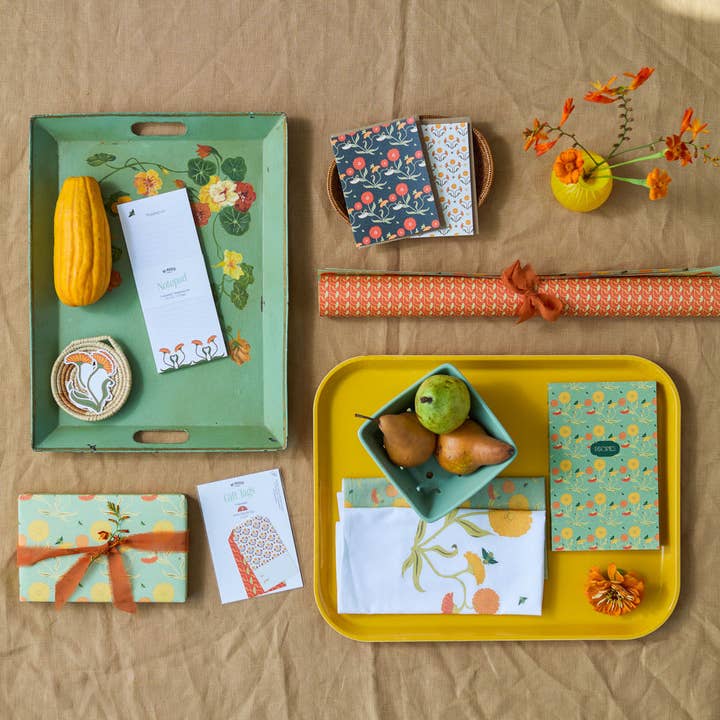 re:mused studio - Wholesale Flat Wrap - Calendula Gift Wrap Sheet-Double Sided2